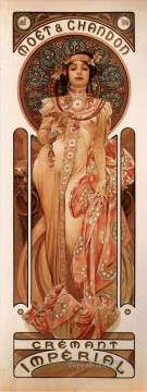  Alphons Lienzo - Moët y Chandon Cremant Imperial 1899 Art Nouveau checo distinto Alphonse Mucha